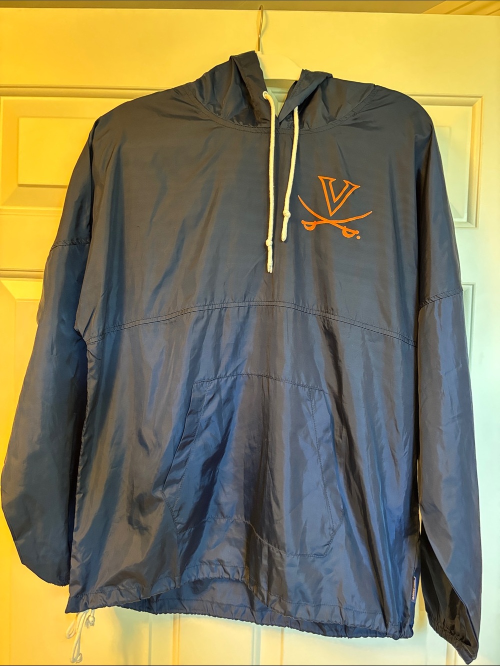 Men's UVA Navy Lightweight Pullover Hooded Jacket with Orange Logo